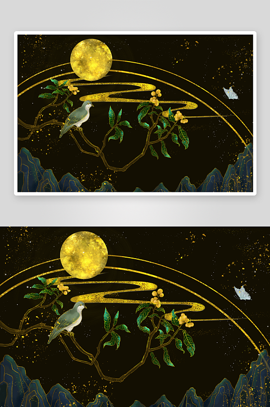 现代中式装饰画画芯PSD模版-众图网