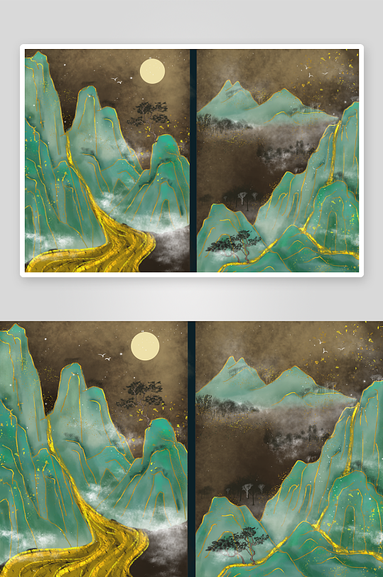 现代中式装饰画画芯PSD模版-众图网