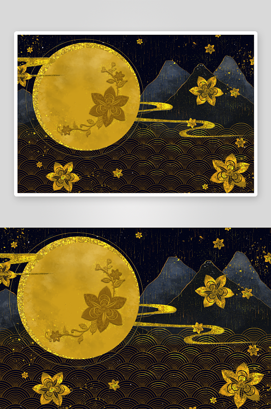 现代中式装饰画画芯PSD模版-众图网