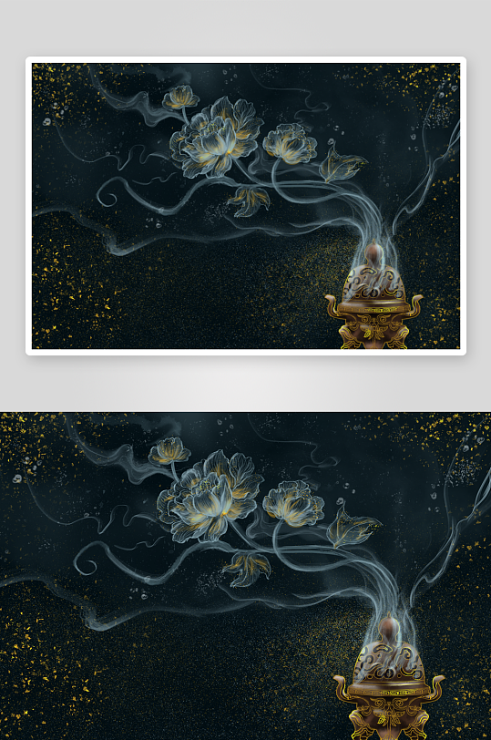 现代中式装饰画画芯PSD模版-众图网