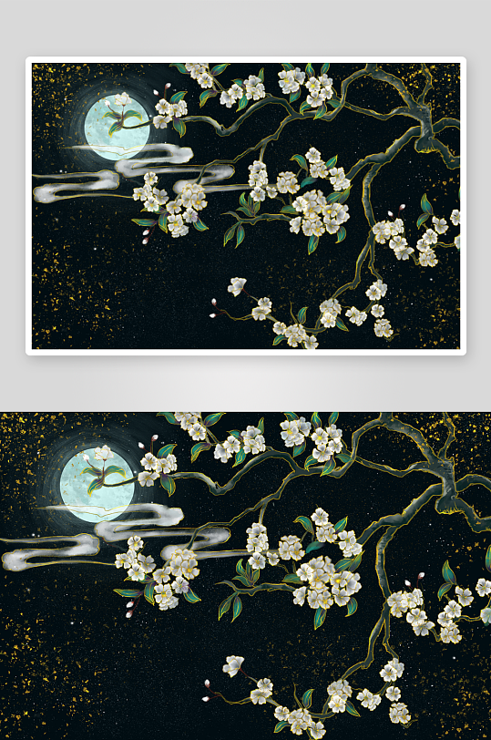 现代中式装饰画画芯PSD模版-众图网