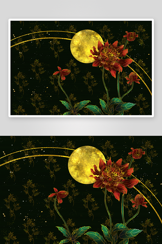 现代中式装饰画画芯PSD模版-众图网