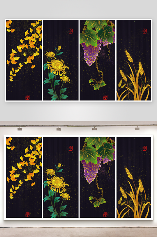 现代中式装饰画画芯PSD模版-众图网