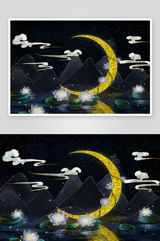 现代中式装饰画画芯PSD模版-众图网