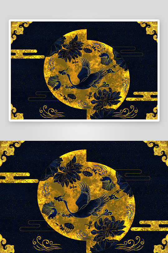 现代中式装饰画画芯PSD模版-众图网