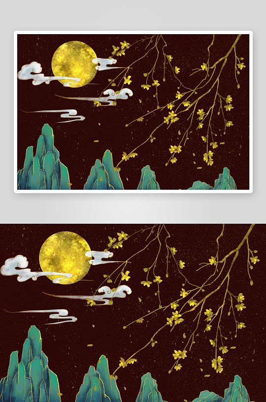 现代中式装饰画画芯PSD模版-众图网