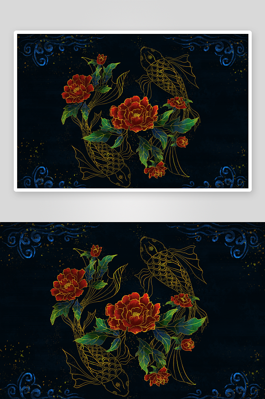 现代中式装饰画画芯PSD模版-众图网