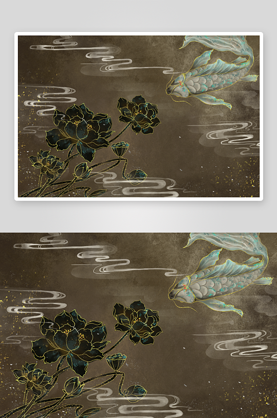 现代中式装饰画画芯PSD模版-众图网