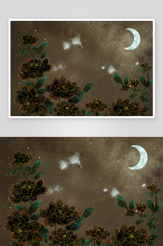 现代中式装饰画画芯PSD模版-众图网