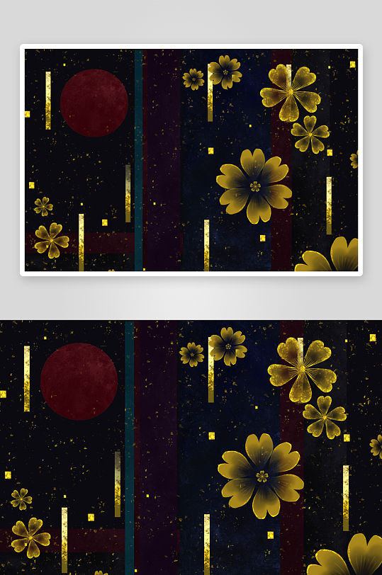 现代中式装饰画画芯PSD模版-众图网