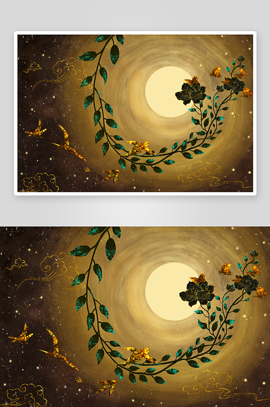 现代中式装饰画画芯PSD模版-众图网