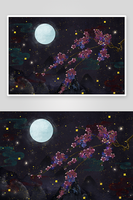 现代中式装饰画画芯PSD模版-众图网