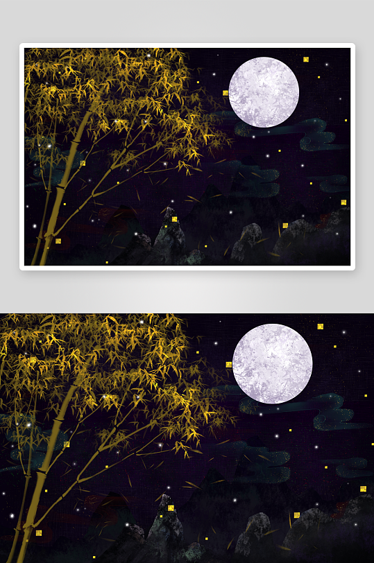 现代中式装饰画画芯PSD模版-众图网