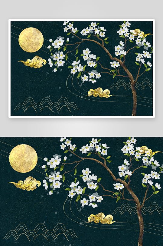 现代中式装饰画画芯PSD模版-众图网