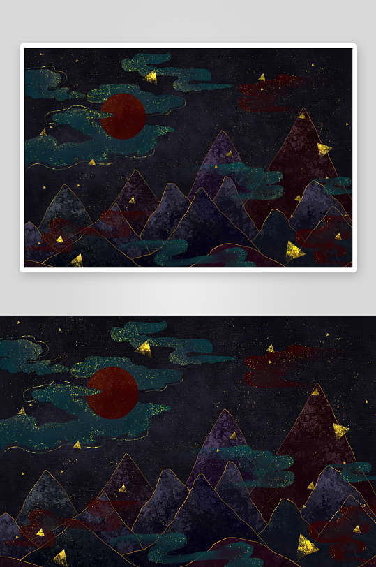 现代中式装饰画画芯PSD模版-众图网