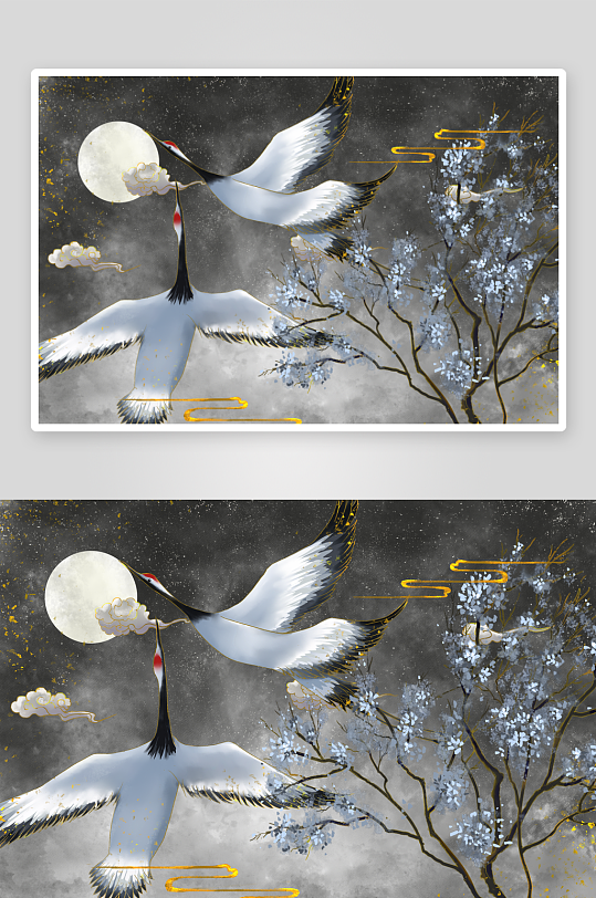 现代中式装饰画画芯PSD模版-众图网