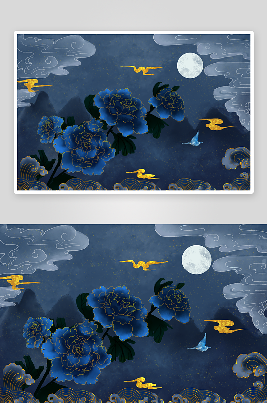 现代中式装饰画画芯PSD模版-众图网