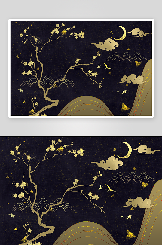 现代中式装饰画画芯PSD模版-众图网
