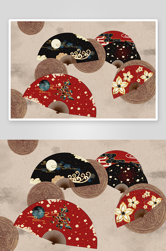 现代中式装饰画画芯PSD模版-众图网