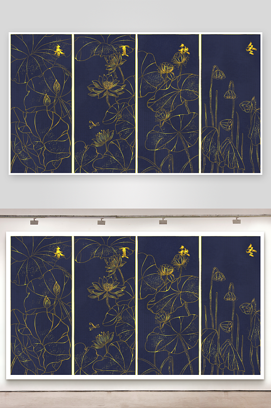 现代中式装饰画画芯PSD模版-众图网