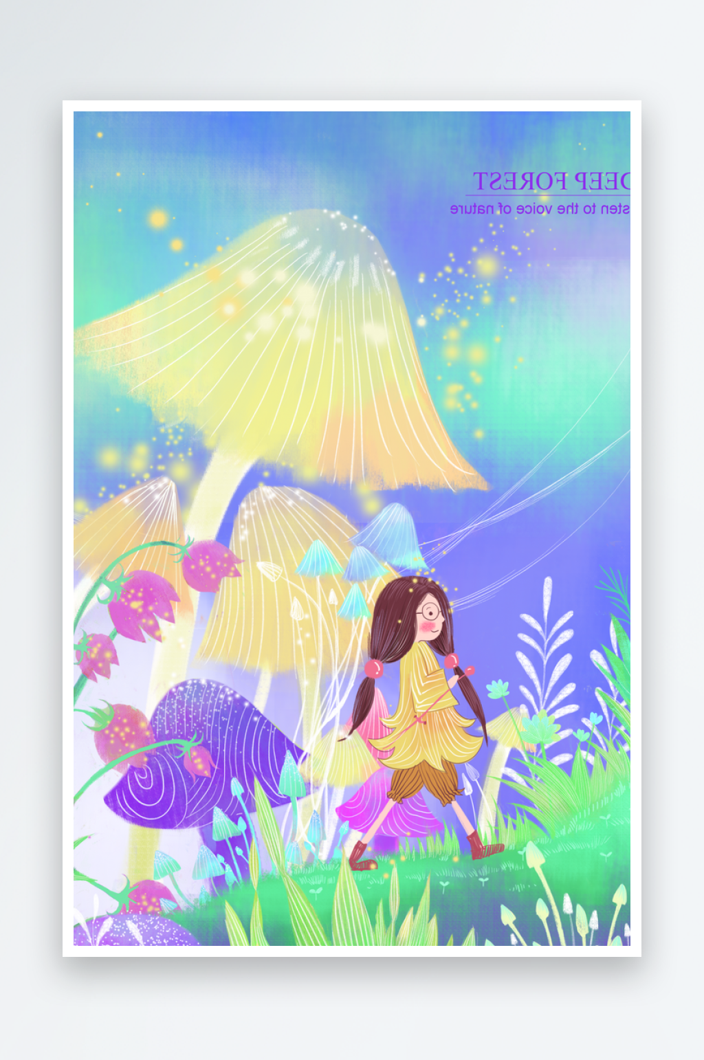 仙境唯美卡通插画背景素材素材