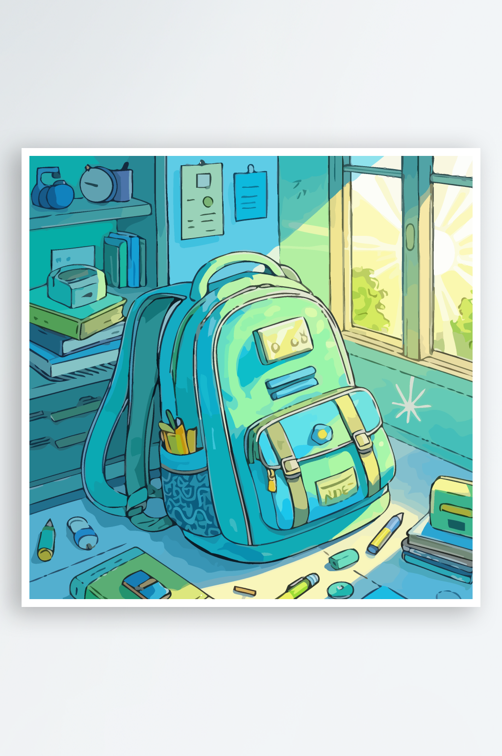 儿童背包书包矢量插画素材