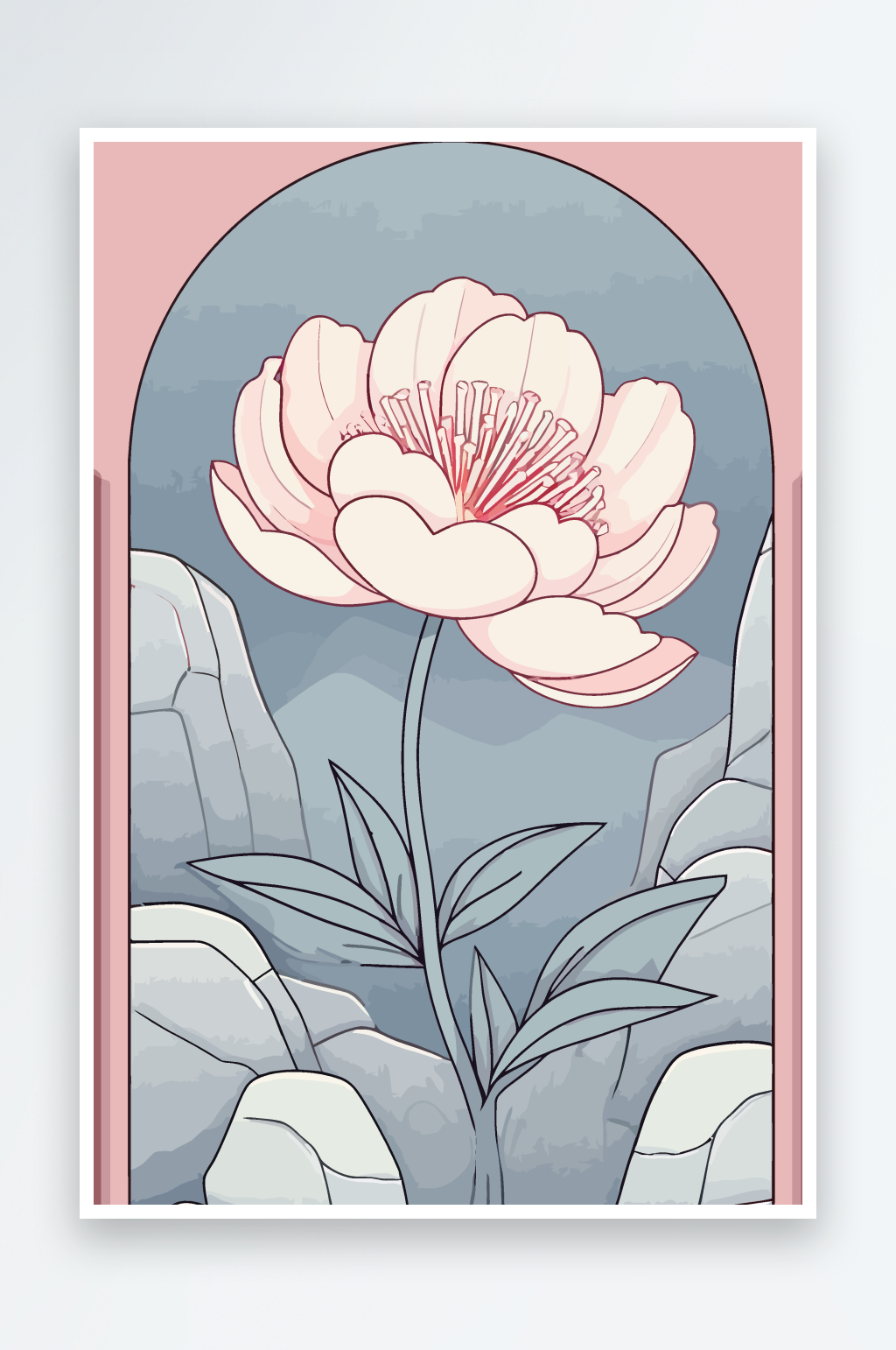 牡丹花卉矢量插画图形元素素材