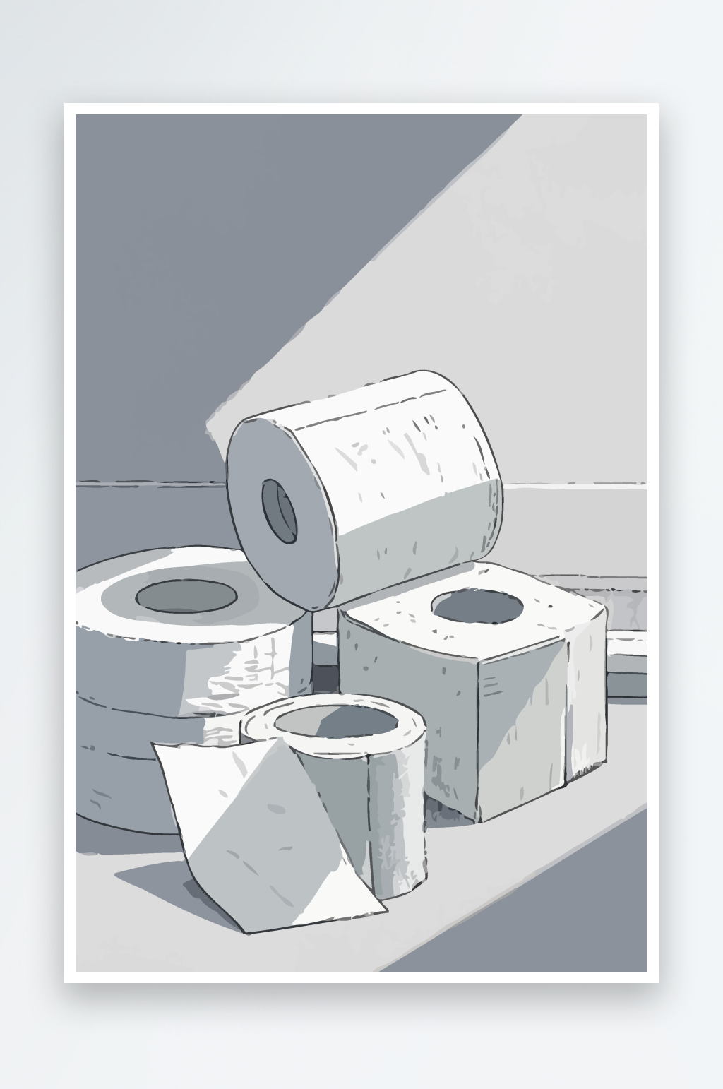 卫生纸厕纸纸巾矢量插画图形元素素材