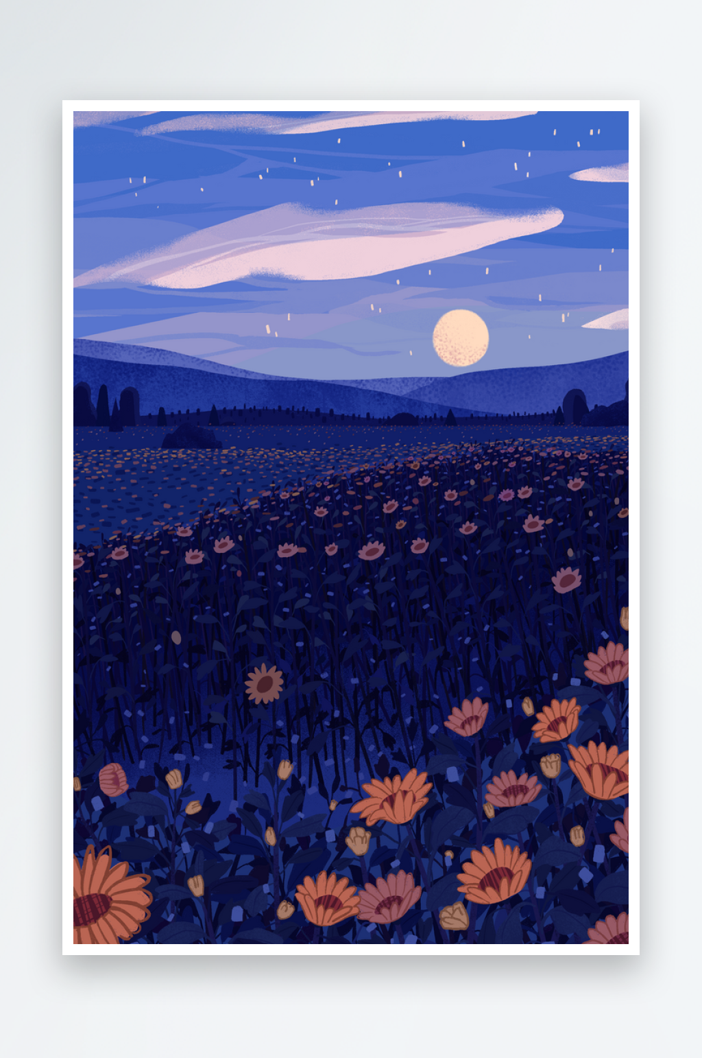 夏日美景插画背景素材素材