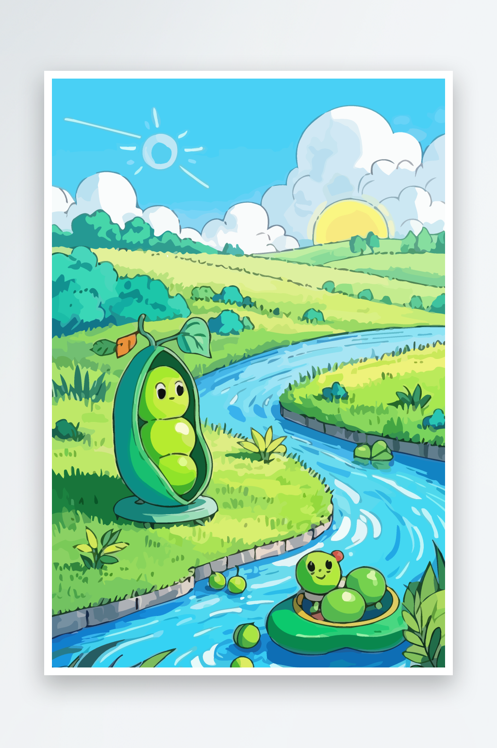 树叶精灵孩童矢量插画图形素材