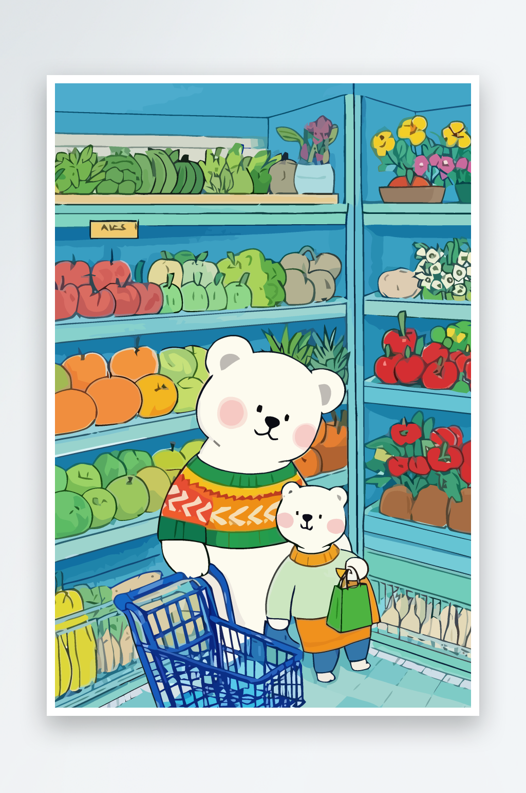 大白熊小白熊矢量插画图形素材