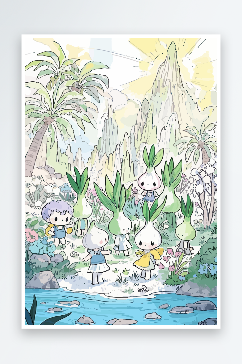 大蒜娃娃矢量插画图形素材