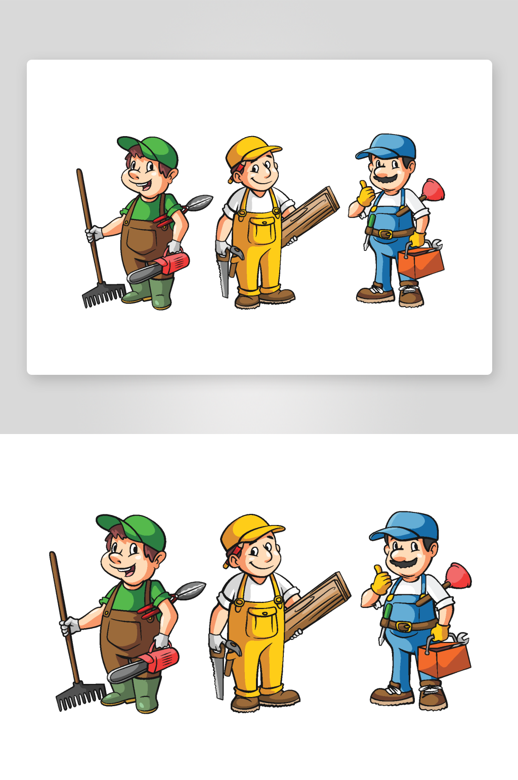 矢量卡通修理工插画素材