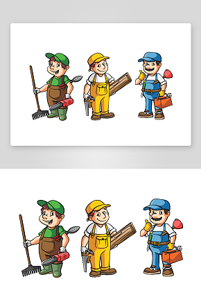 矢量卡通修理工插画素材下载-众图网