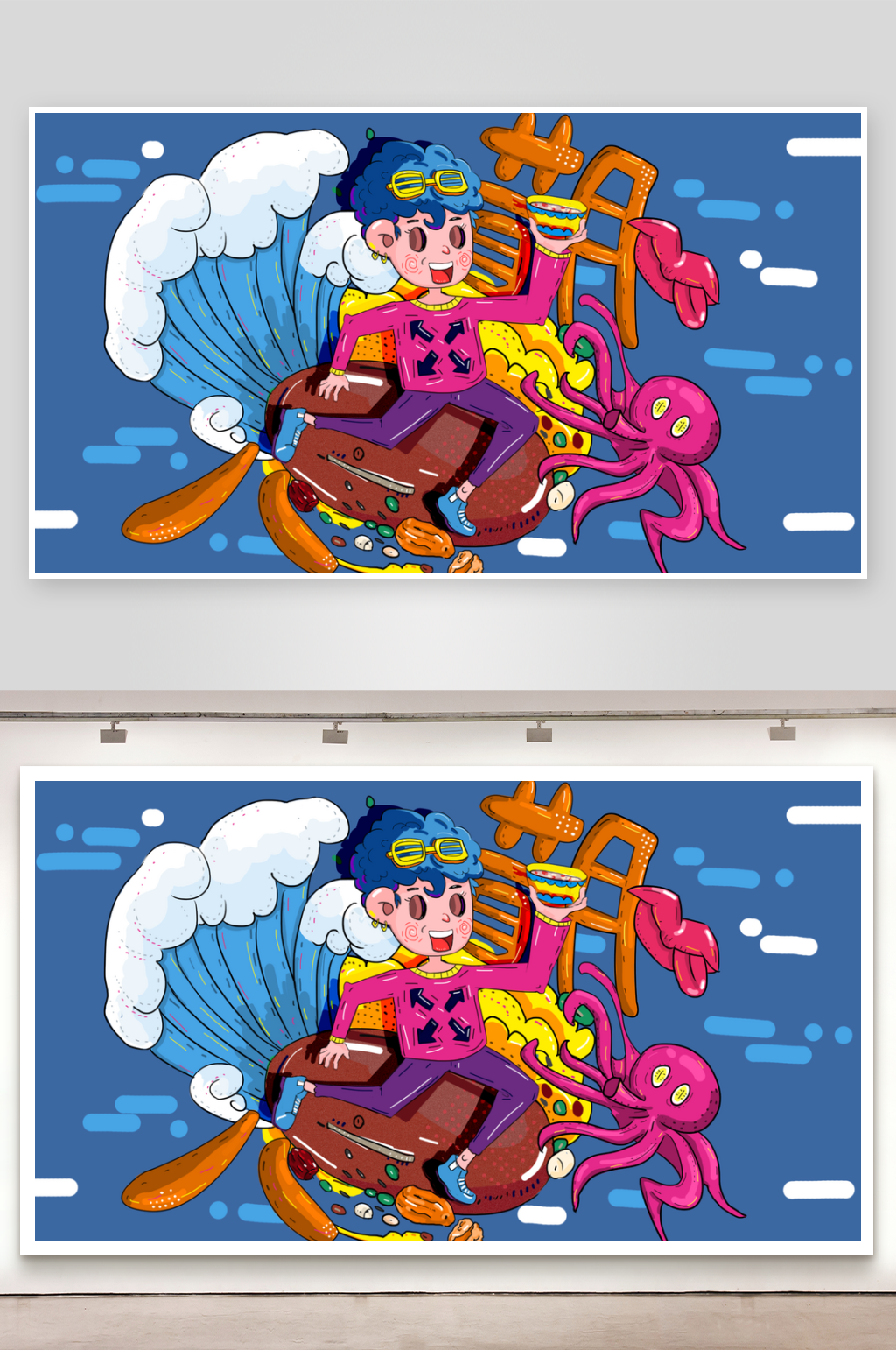 手绘涂鸦插画背景模版素材