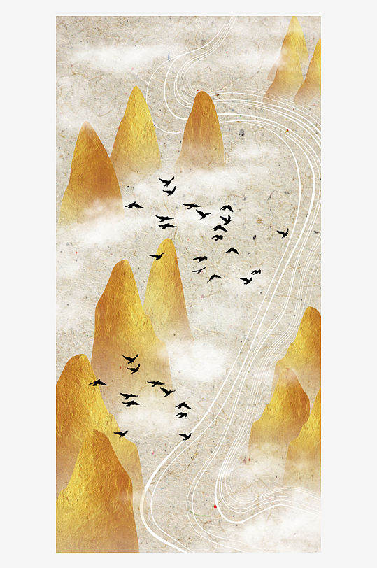 中式轻奢山脉山林风景画装饰画-众图网