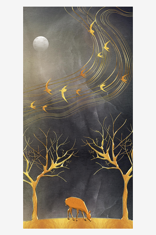 中式轻奢山脉山林风景画装饰画-众图网