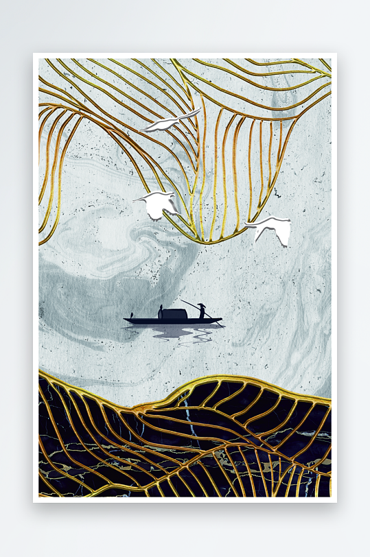 中式轻奢山脉山林风景画装饰画-众图网