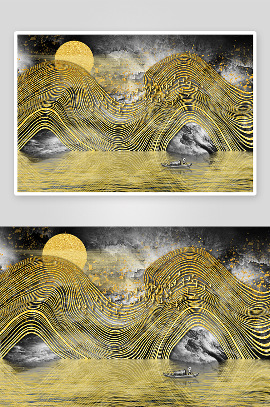 中式轻奢山脉山林风景画装饰画-众图网