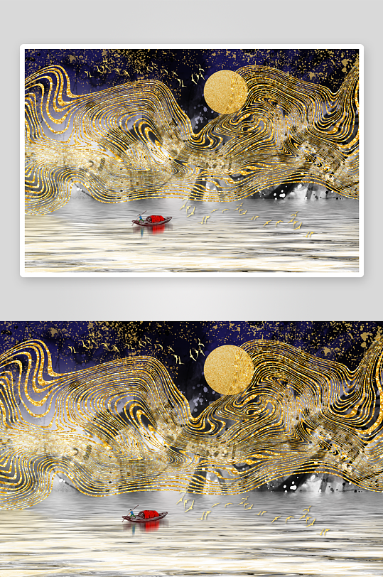 中式轻奢山脉山林风景画装饰画-众图网