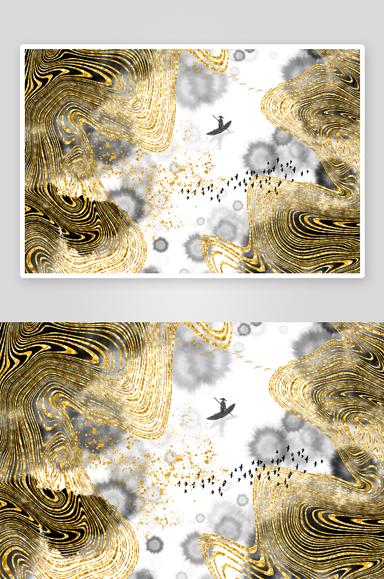 中式轻奢山脉山林风景画装饰画-众图网