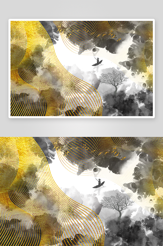 中式轻奢山脉山林风景画装饰画-众图网