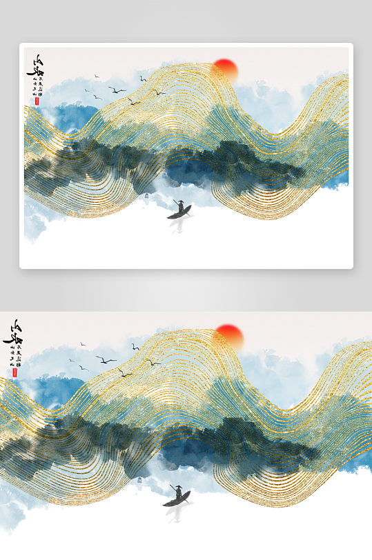 中式轻奢山脉山林风景画装饰画-众图网