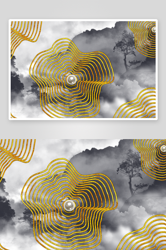 中式轻奢山脉山林风景画装饰画-众图网