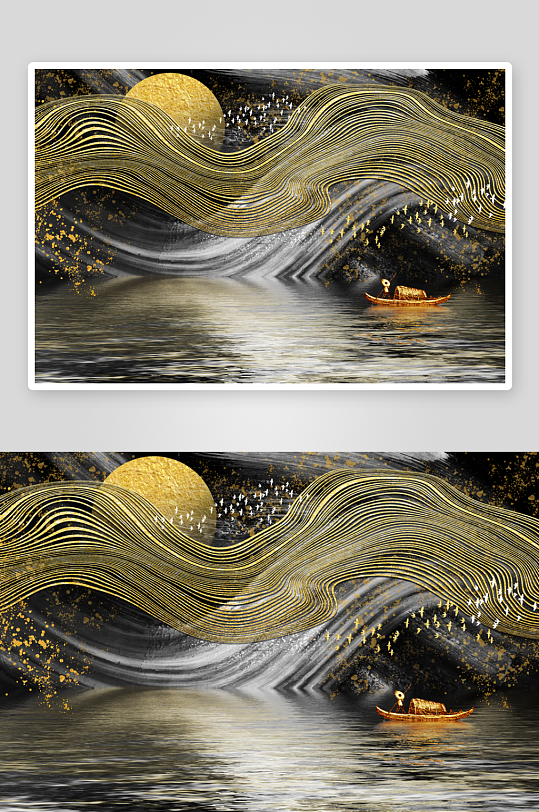 中式轻奢山脉山林风景画装饰画-众图网