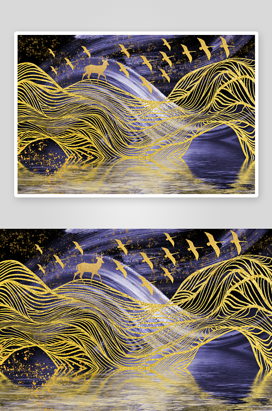 中式轻奢山脉山林风景画装饰画-众图网