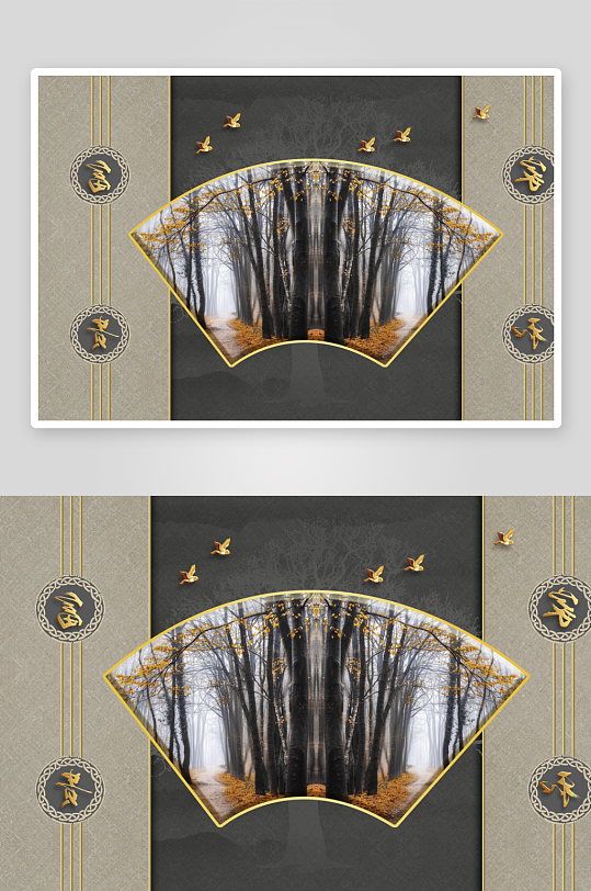 中式轻奢风景画装饰画-众图网