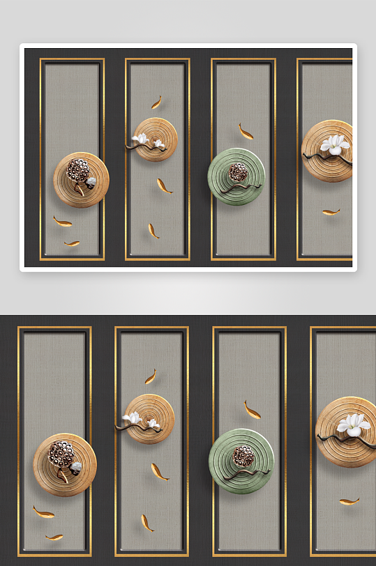 中式轻奢风景画装饰画-众图网