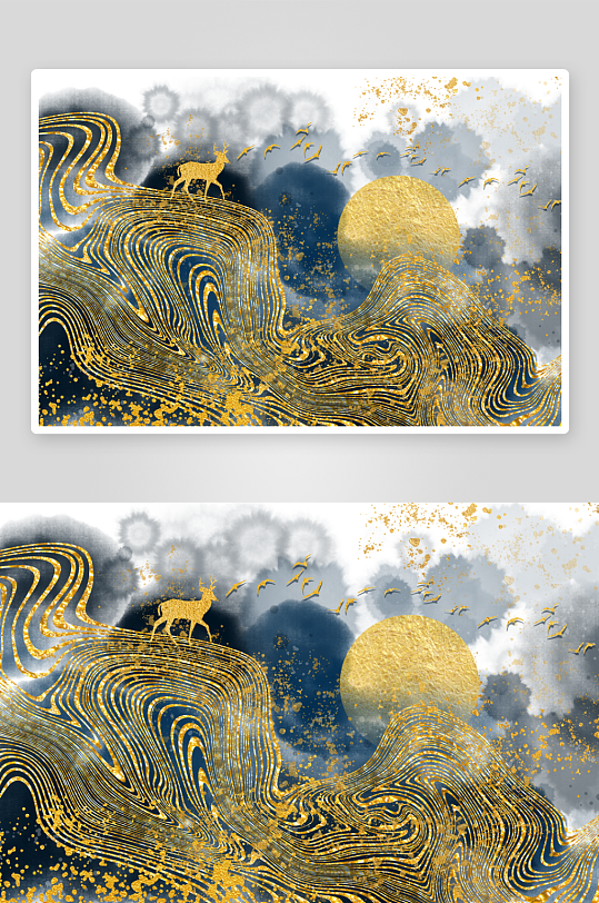 中式轻奢风景画装饰画-众图网