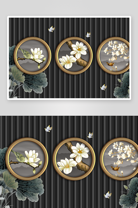 中式轻奢风景画装饰画-众图网